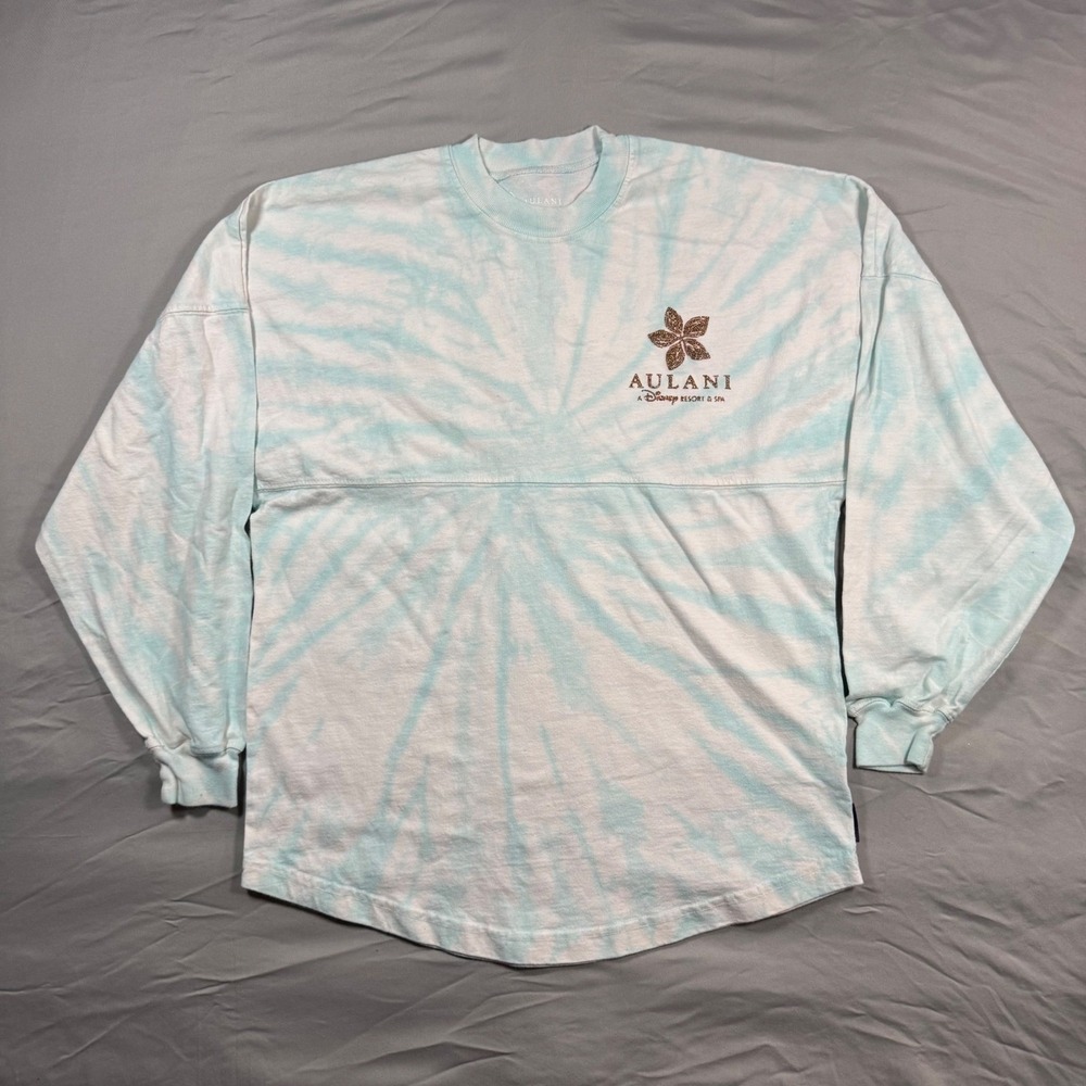 Disney Spirit Jersey Aulani Hawaii Blue Tie Dye Glitter Adult XS Long Sleeve